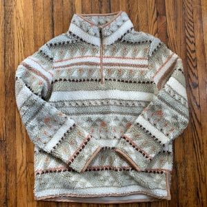 LL Bean Sherpa Pattern Pullover Sweater